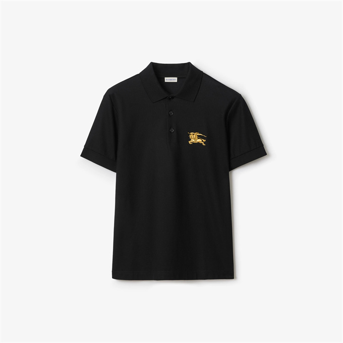 burberry metallic ekd embroidery cotton pique polo shirt